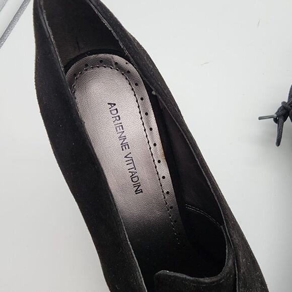 Adrienne Vittadini Suede Platform Heels Size 10M Black Shootie Booties Lace Up - Picture 9 of 13